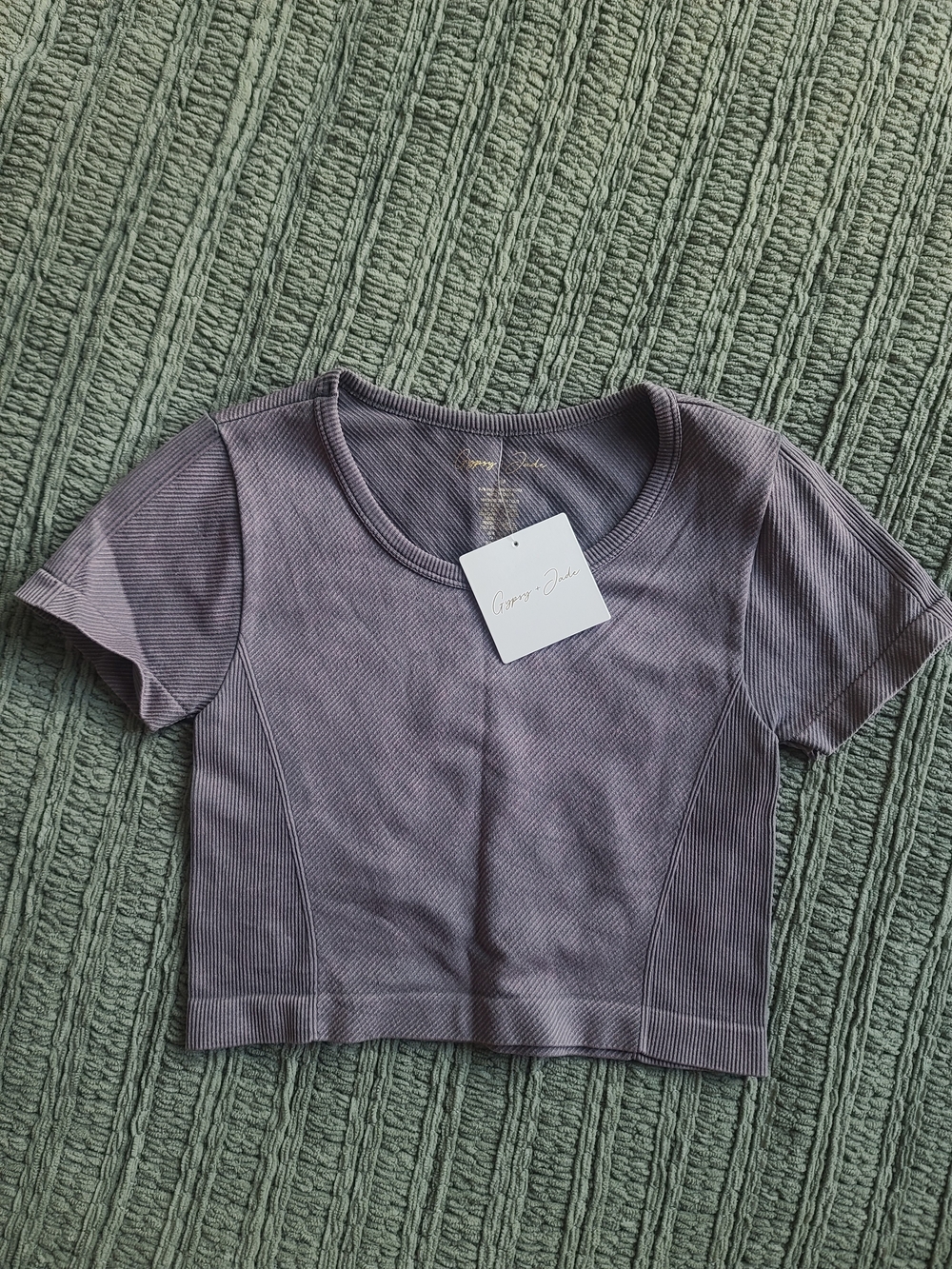 Ribbed Crop Tee in Dusty Lavender
